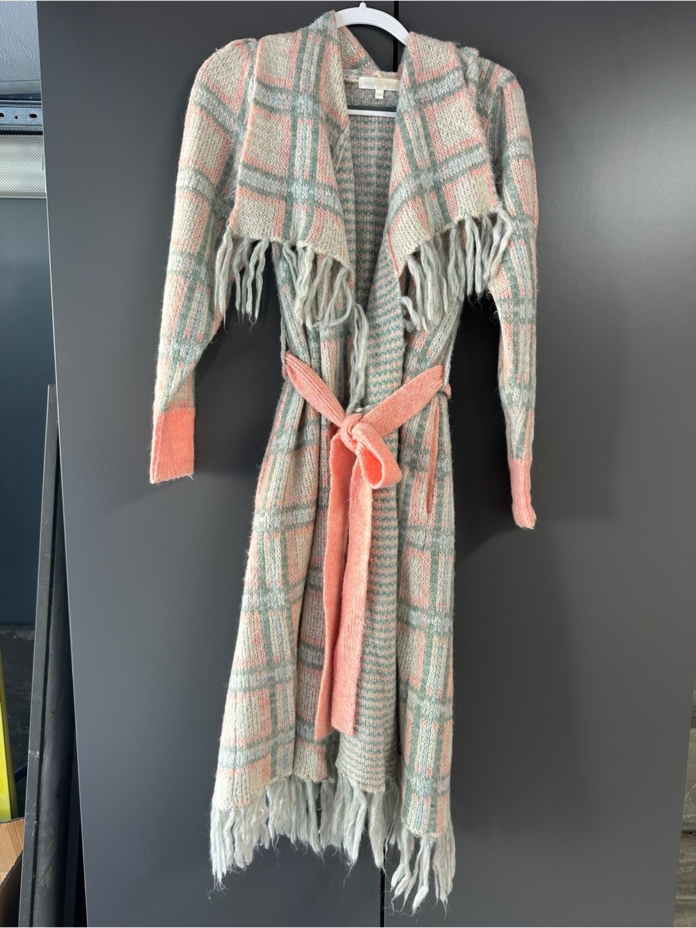 LoveShackFancy Long Fringe Cardigan with Belt